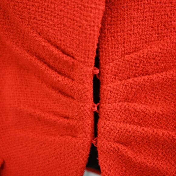 Lafayette 148 Blazer Jacket Size 2 Red Tweed Virgin Wool Ruched Office Chic - Picture 5 of 10